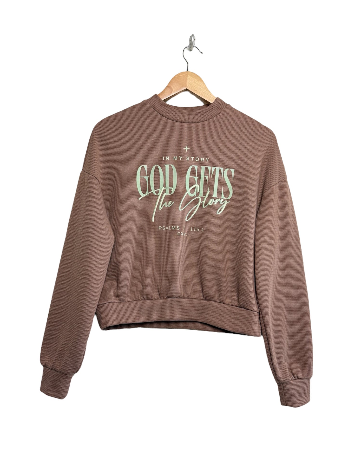 God Gets the Glory Waffle Knit Pullover – Inspired by Psalms 115:1