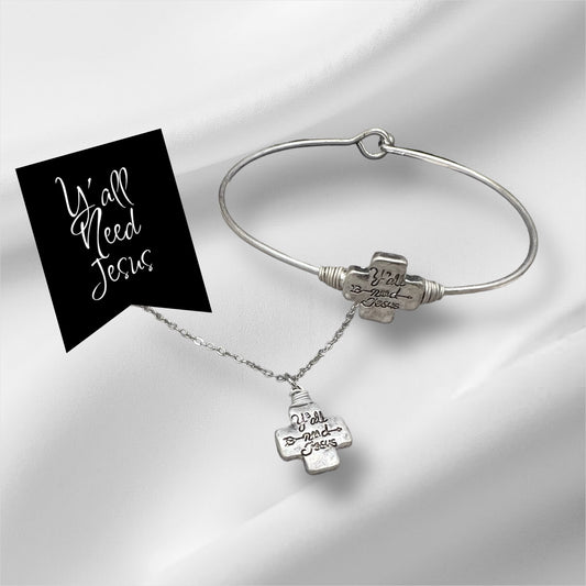 Y'all Need Jesus Jewelry Set (Silver)